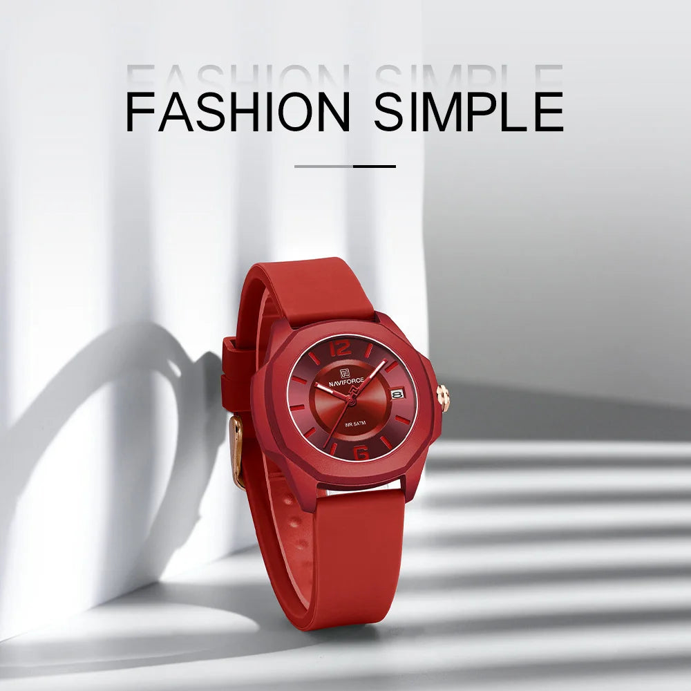 NAVIFORCE Ladies Watch For Women Silicone Strap Clock Quartz Wrist Watches for Women 5ATM Waterproof Casual Relogio Feminino