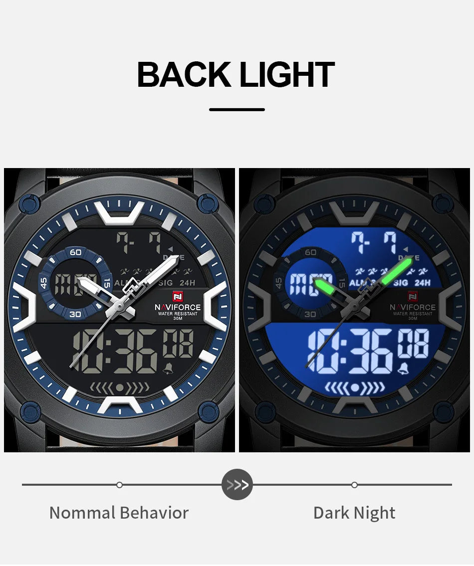 New NAVIFORCE Brand Watch Men Genuine Sports Watches Men's Army Military Quartz Wristwatch Chronograph Male Date and Date Clock