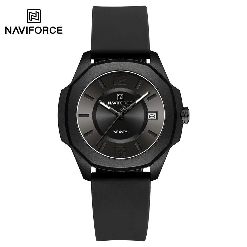 High Quality NAVIFORCE Women's Luxury Elegant Quartz Watch Simple Style Silicone Strap 3ATM Waterproof Wristwatches Reloj Mujer