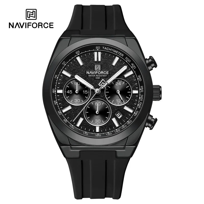 NAVIFORCE Waterproof Sport Watches for Men Military Multi-function Chronograph Wrist Watch Male Luxury Silica Strap Quartz Clock