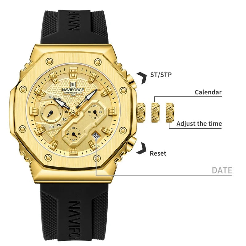 Top Brand NAVIFORCE Women's Watch Quartz Chronograph 24 Hours Luminous Soft Silicone Strap Woman Fashion Luxury Business Clocks