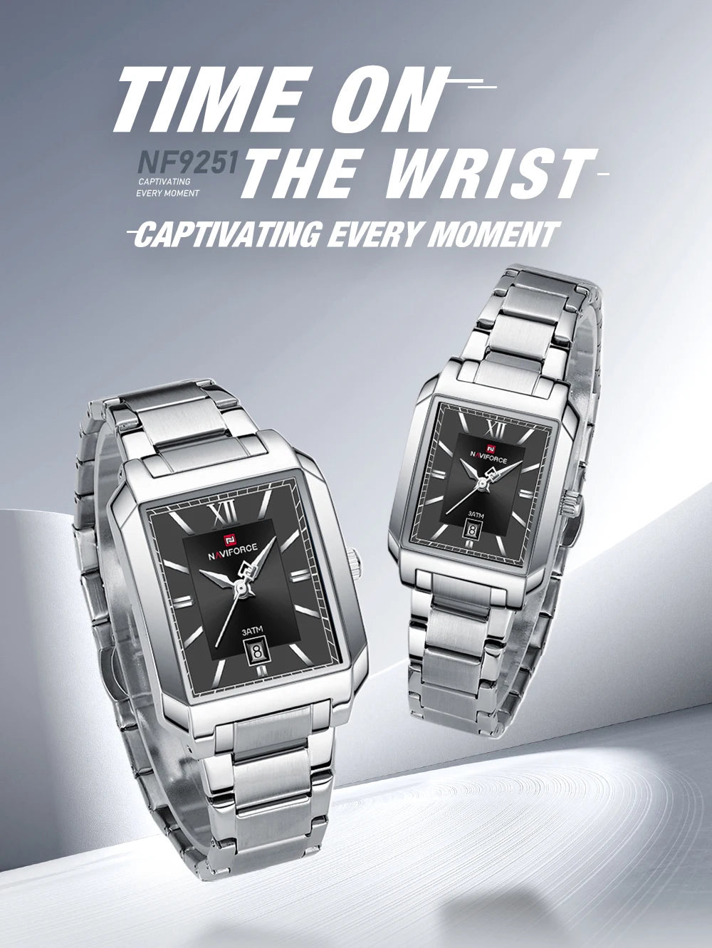 NAVIFORCE Luxury Couple Watch Stainless Steel Lover's Date Watches Quartz WristWatch For Women Men Simple Waterproof Clock Gift