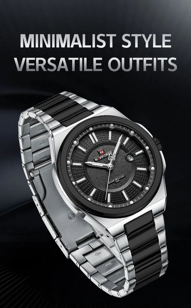 Top Brand NAVIFORCE Men Quartz Watch Stainless Steel Band Casual Sport Male WristWatch Luminous Hot Sale Relogio Masculino