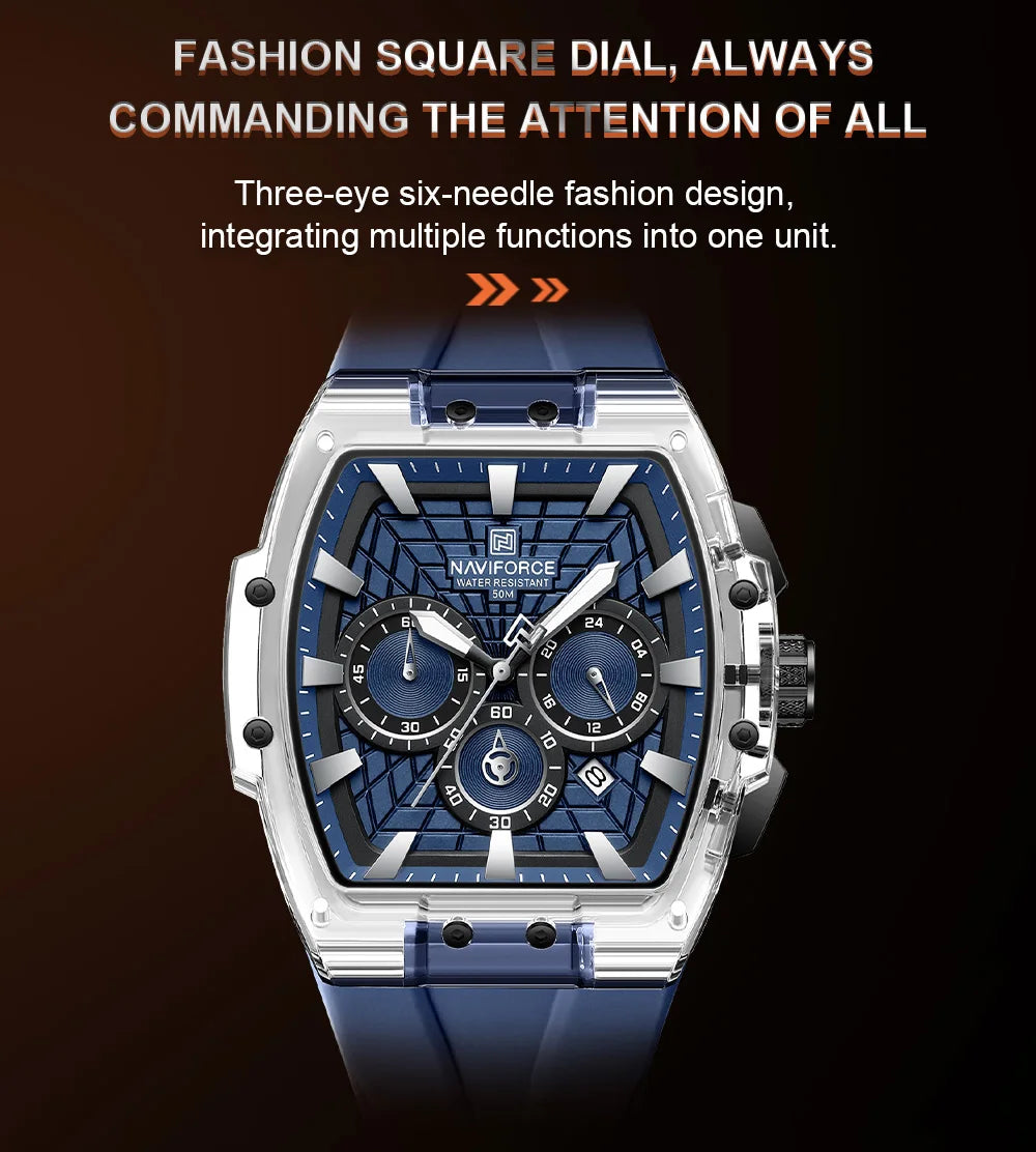 NAVIFORCE Top Brand Watches Men Quartz 5ATM Waterproof Date Luminous Clocks Trendy Sport Outdoor Chronograph Wristwatch for Male