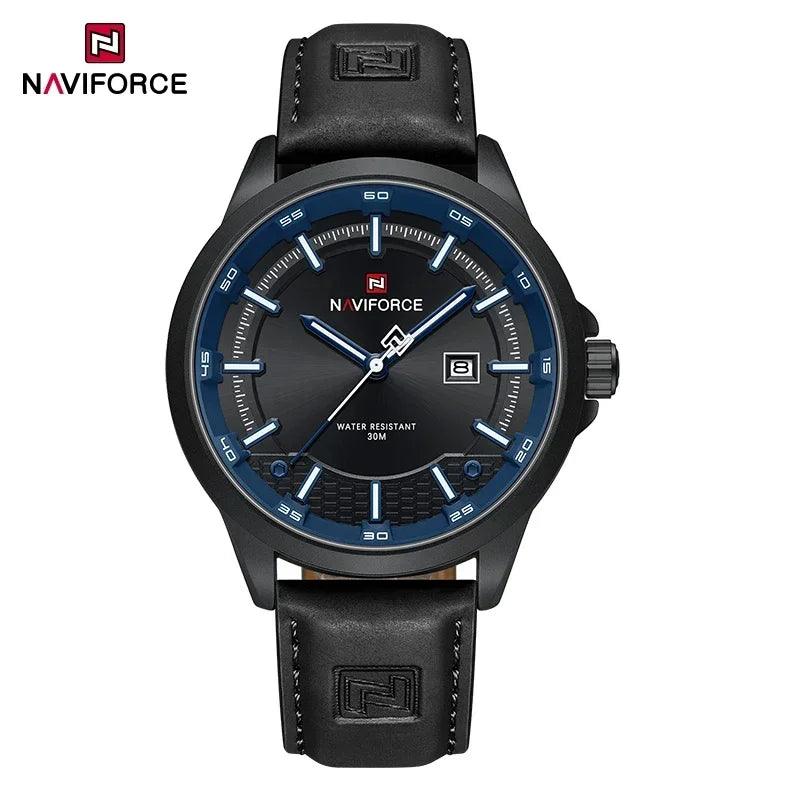 NAVIFORCE Quartz Dress Watch For Men Simple Original Leather Man Watches Waterproof Luminous Business Hand Calendar Clock Gift
