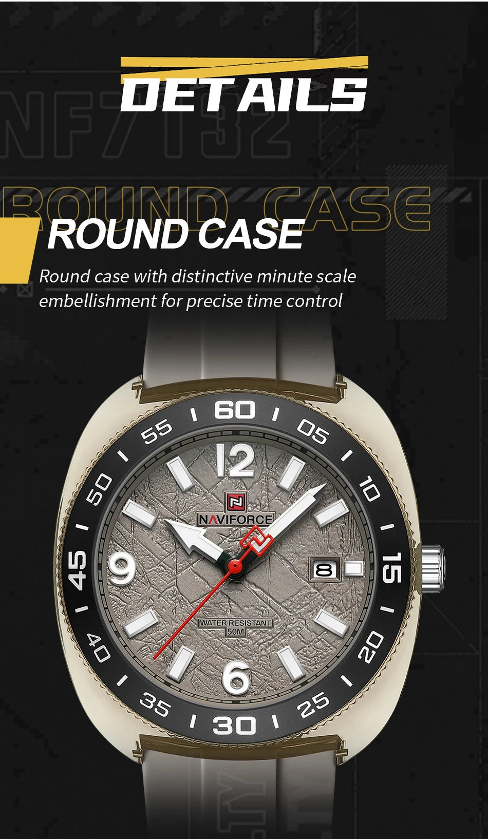 NAVIFORCE Man's Watch Quartz Calendar Luminous 5ATM Waterproof Business Luxury Casual Simple Wristwatch Gifts Box Male NF7132
