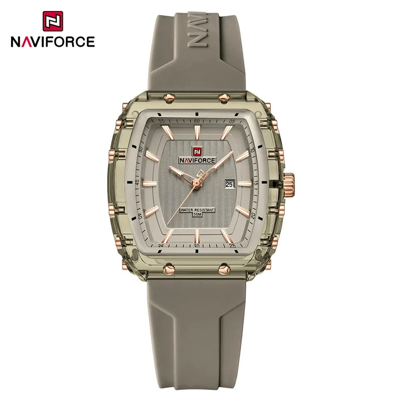 NAVIFORCE Ladies Wristwatches Fashion Comfortable Silicone Strap Date Women's Watches Quality Waterproof Female Luminous Clock