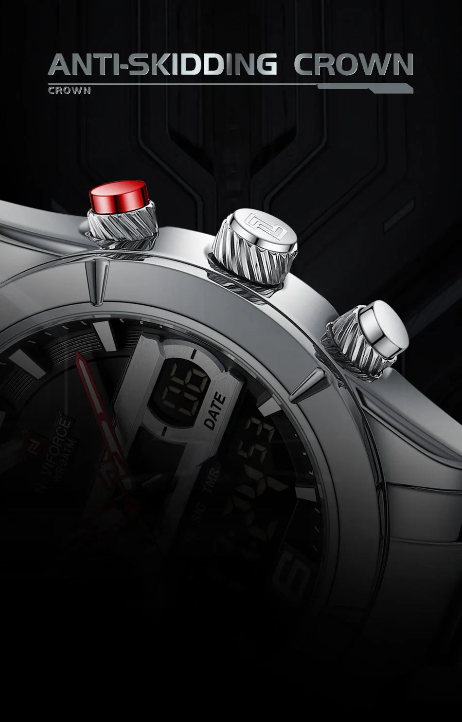 NAVIFORCE Brand Luxury Watch For Men Waterproof Digital Sport Quartz Wristwatches Military Luminous Stainless Steel Strap Clock
