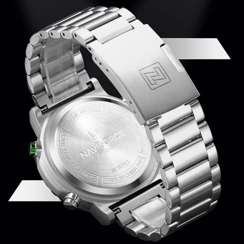NAVIFORCE Watches for Men LCD Digital Luminous Stainless Steel Strap Male Hot Sale Business Luxury Wristwatch Relogio Masculino
