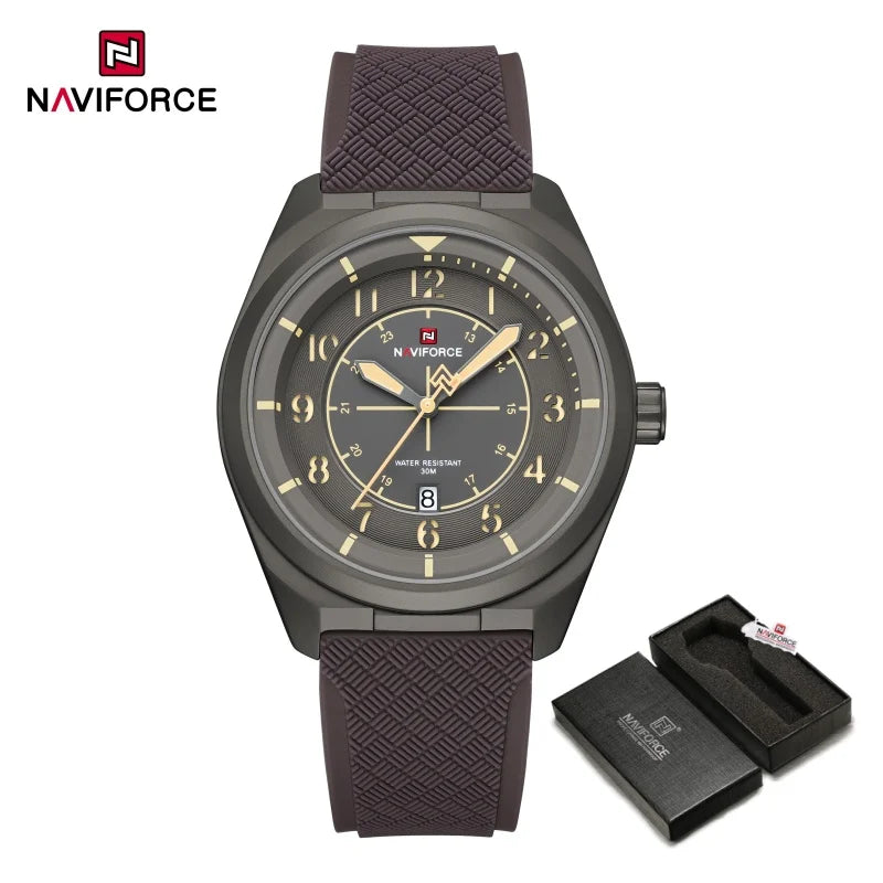 NAVIFORCE Man's Watch 30M Water Resistant Quartz Calendar Silicone Strap Luminous Casual Sports Hot Fashion Male Wristwatch Gift