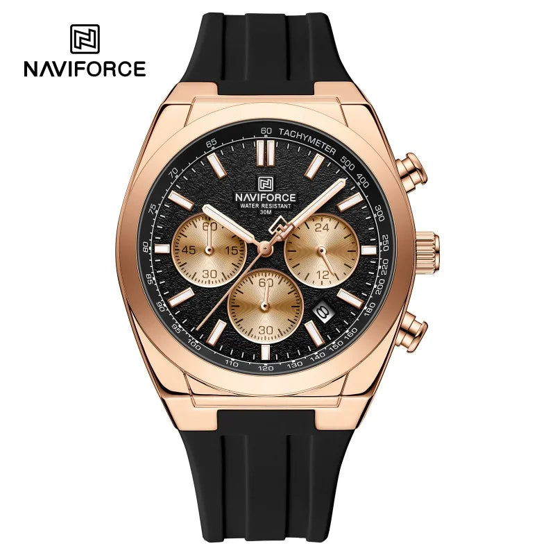 NAVIFORCE Waterproof Sport Watches for Men Military Multi-function Chronograph Wrist Watch Male Luxury Silica Strap Quartz Clock