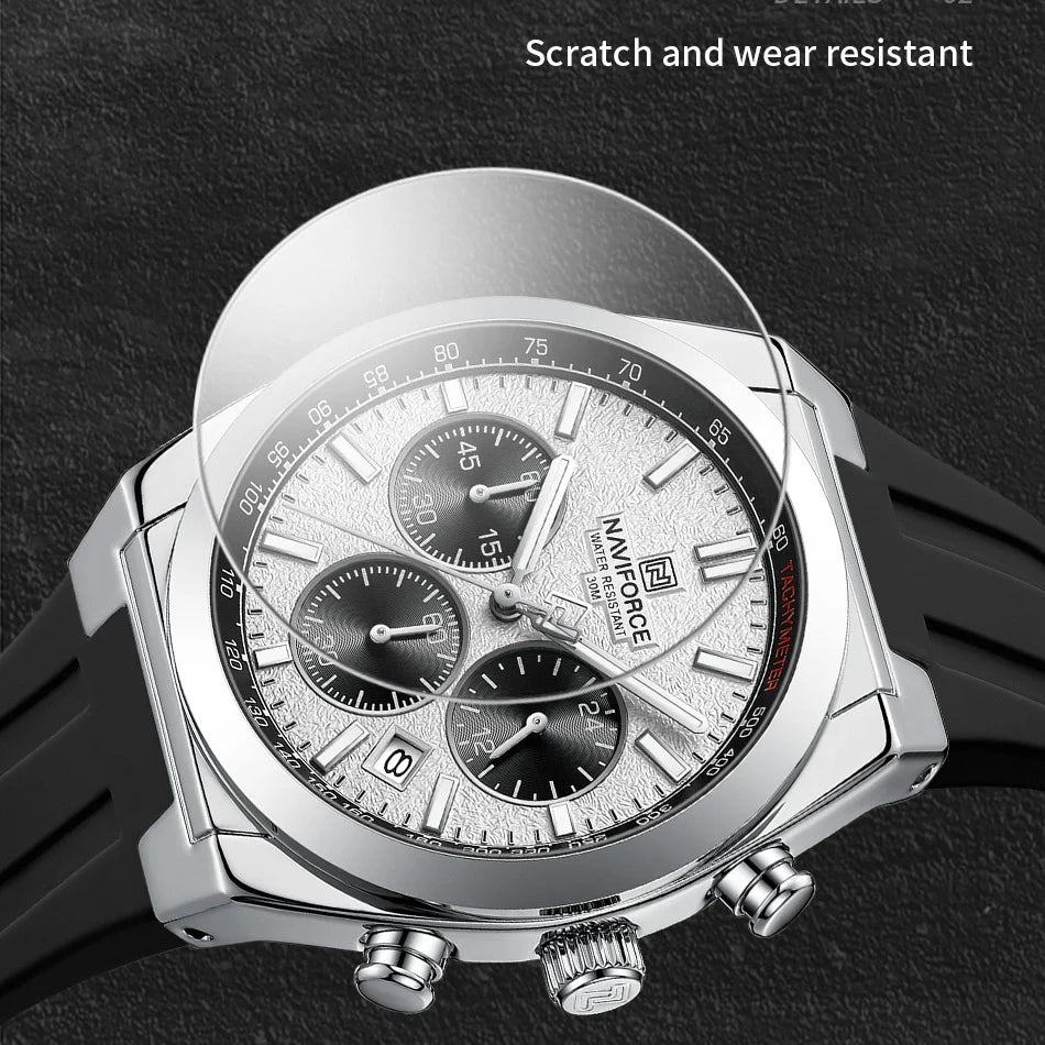 NAVIFORCE Brand Men's Fashion Luxury Quartz Wristwatches Sports 24 Hours and Date Display Waterproof Chronograph Clock Male Gift