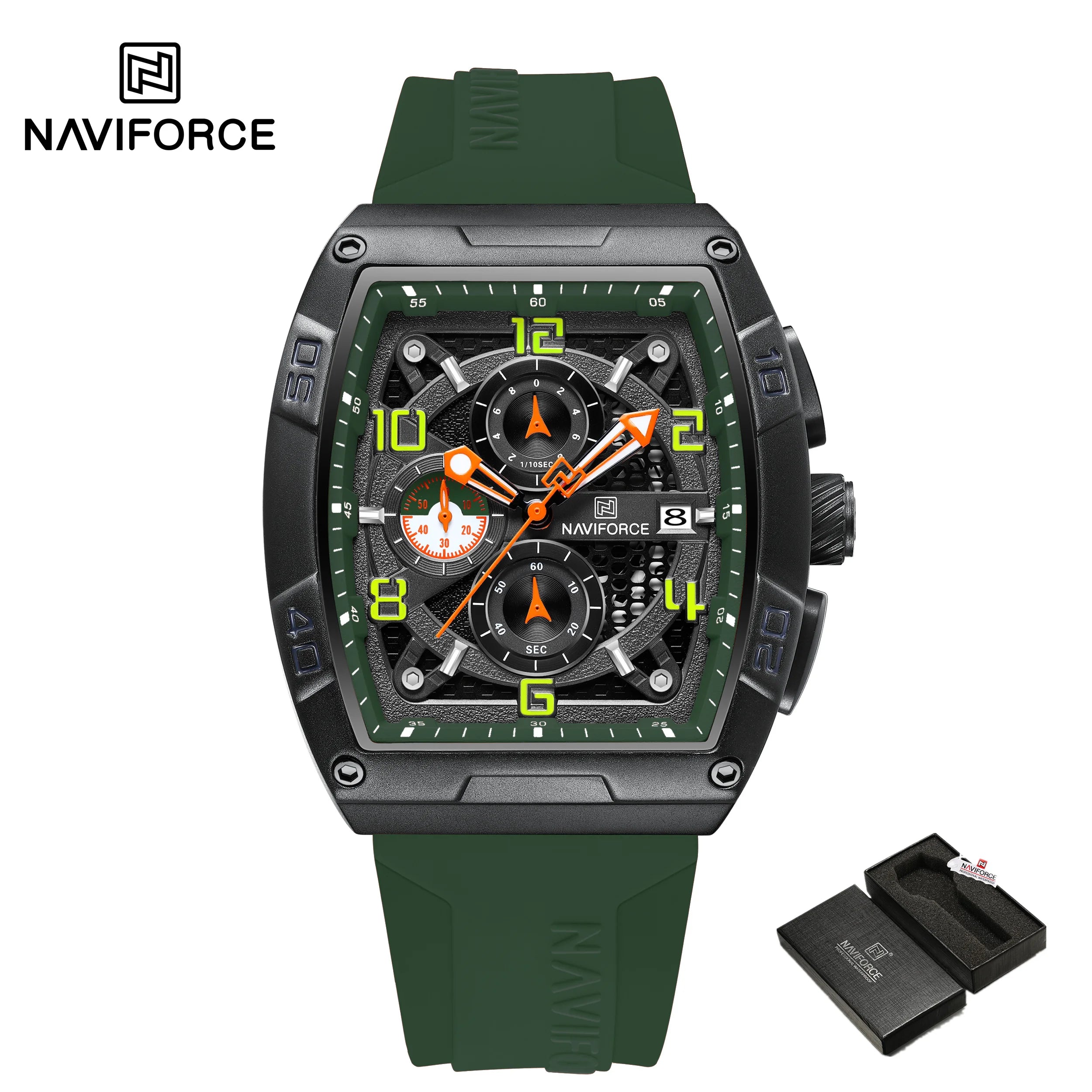 Fashion Brand NAVIFORCE  Men Gold Design Quartz Watches Casual Male  Wrist Watch Large Dia Multi-function PU Waterproof Clock