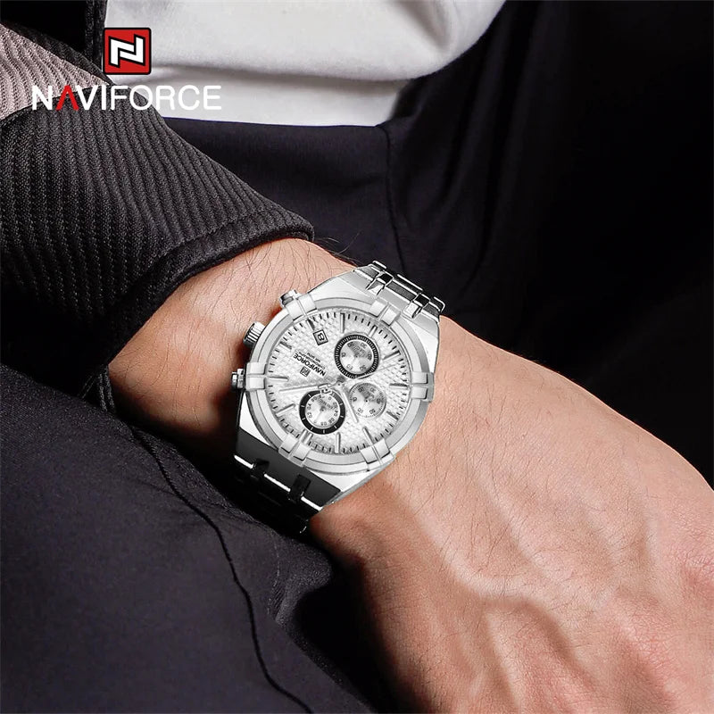 NAVIFORCE Original Men's Watches Waterproof Classics Quartz Wristwatches Stainless Steel Luminous Chronograph Clock 2023 Trend