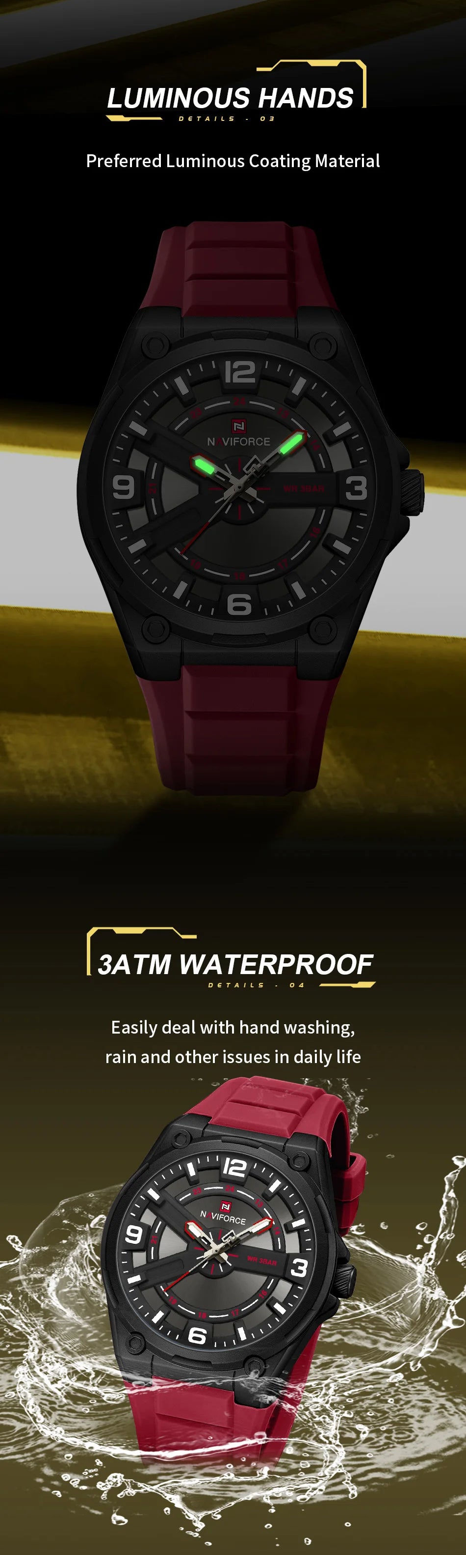 NAVIFORCE Vintage Men Watch Luxury Quartz Wristwatch Waterproof watches Fashion Style Retro Silicone Men Watch Relogio Masculino