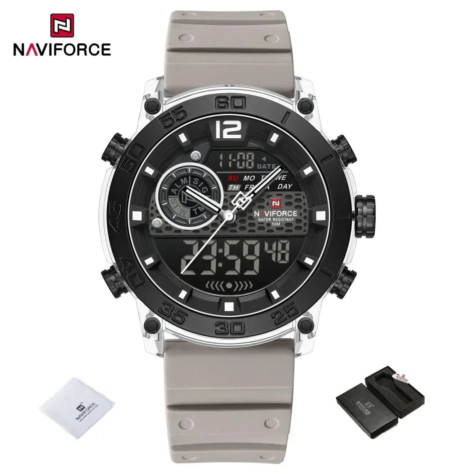NAVIFORCE Men's Watch PC Material Analog LCD Digital Display Sport Waterproof Quartz Wristwatch Date Chronograph Luminous Clock