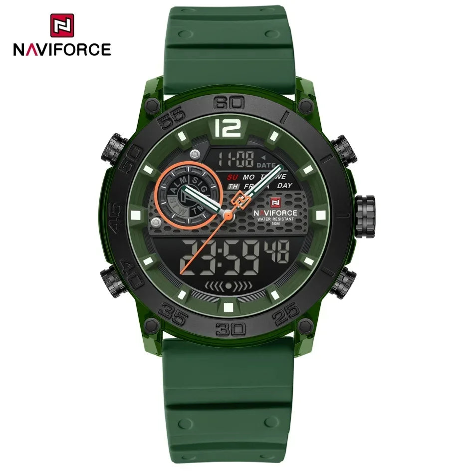 NAVIFORCE High Quality Watches For Men Military Dual Display Sport Waterproof Quartz Digital Wristwatch Auto Dayand Date Clock