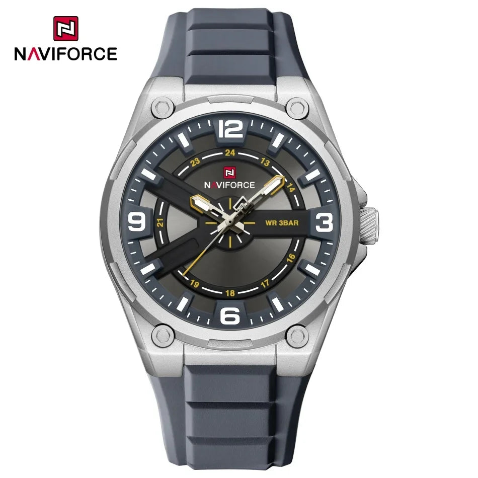 NAVIFOCE Luxury Business Men Watch Sport Men Watch Waterproof Quartz Clock Man Wheel dial WristWatch Relogio Masculino Silicone