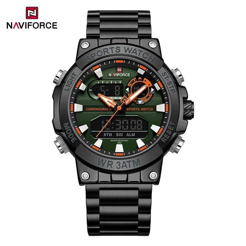 NAVIFORCE New Military Sports Mens Watches Top Brand Luxury Dual Display Waterproof LED Digital Watch for Men Quartz Wristwatch