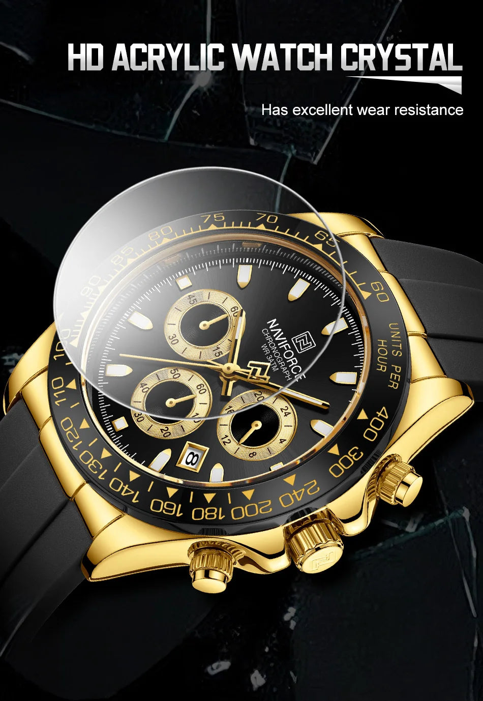NAVIFORCE Brand Fashion Luxury Watch For Men Waterproof Chronograph Clock Business Casual Silicone Strap Wristwatches 2024 New