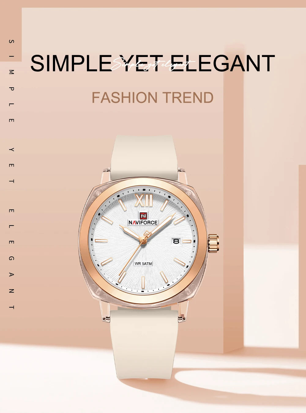 NAVIFORCE Leisure Sports Women's Watch Simple Elegant Waterproof Creative Women Minimalist Style Quartz Calendar ladies Watches