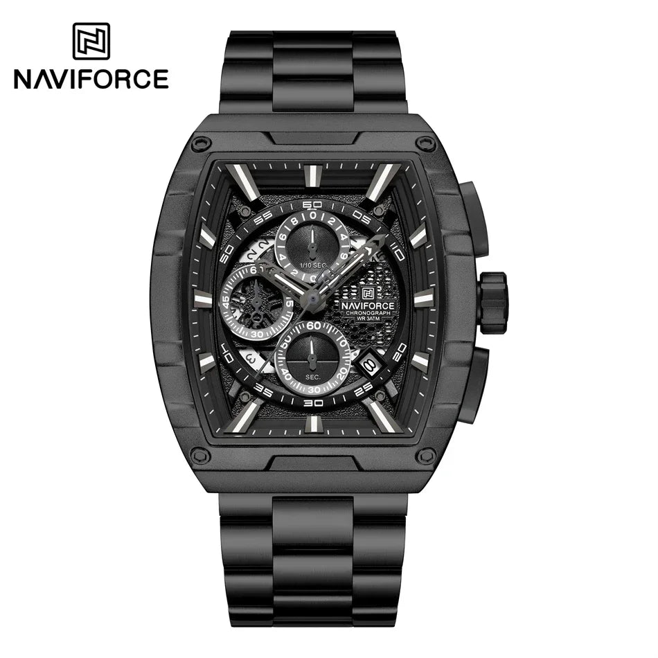 NAVIFORCE Man Watch Luxury Waterproof Stainless Steel Quartz Men's Watches Sports Auto Date Wristwatch Chronograph Simple Clocks