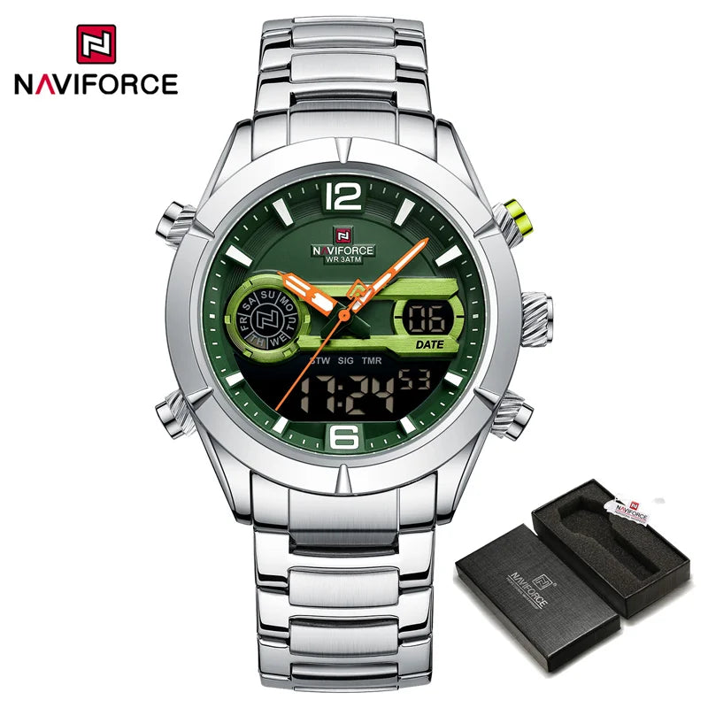 NAVIFORCE Design Watch For Men Luxury Waterproof Sport Calendar Quartz Wristwatches Dual Display Chronograph Clock Reloj Hombre