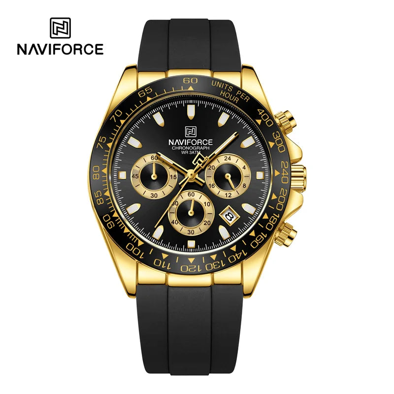 NAVIFORCE Brand Fashion Luxury Watch For Men Waterproof Chronograph Clock Business Casual Silicone Strap Wristwatches 2024 New