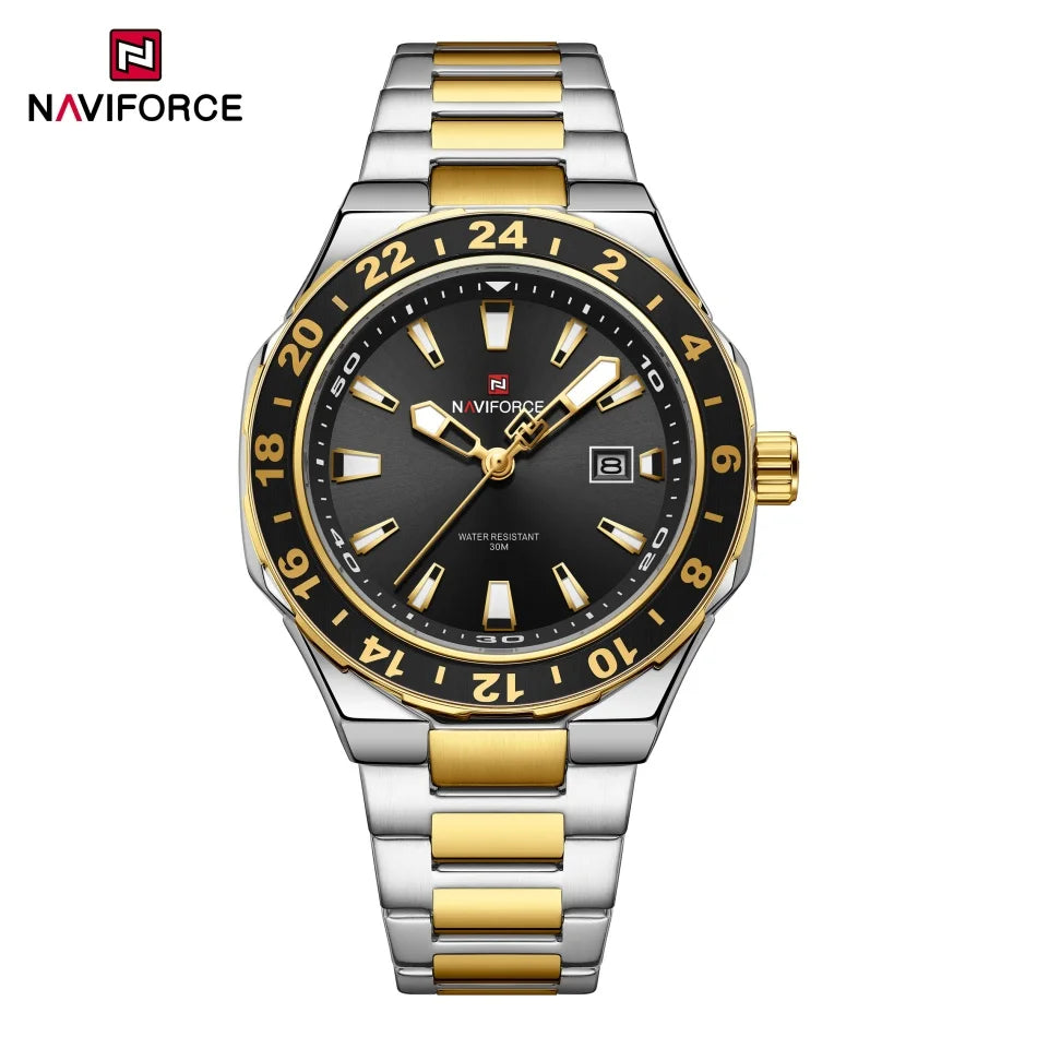 NAVIFORCE Watches for Man Luxury Sports Quartz Clock Luminous Calendar Stainless Steel Waterproof Wristwatch Relogio Masculino
