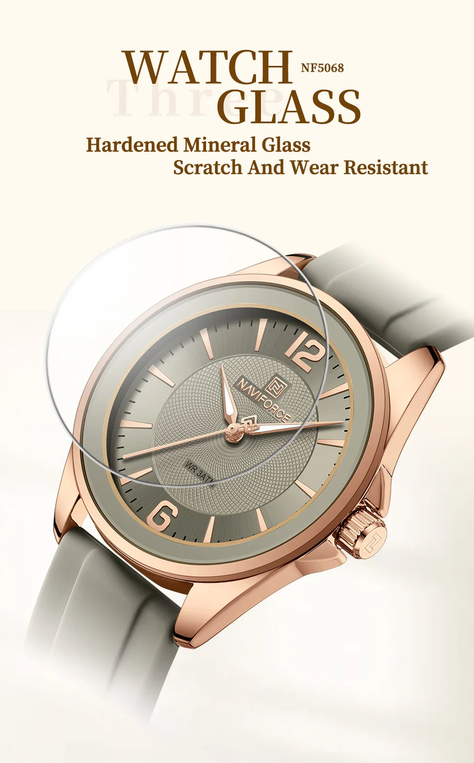 NAVIFORCE Women's Sports Casual Quartz Watch Comfortable Silicone Strap 3ATM Waterproof Wristwatch Relogios Feminino Gift Clock