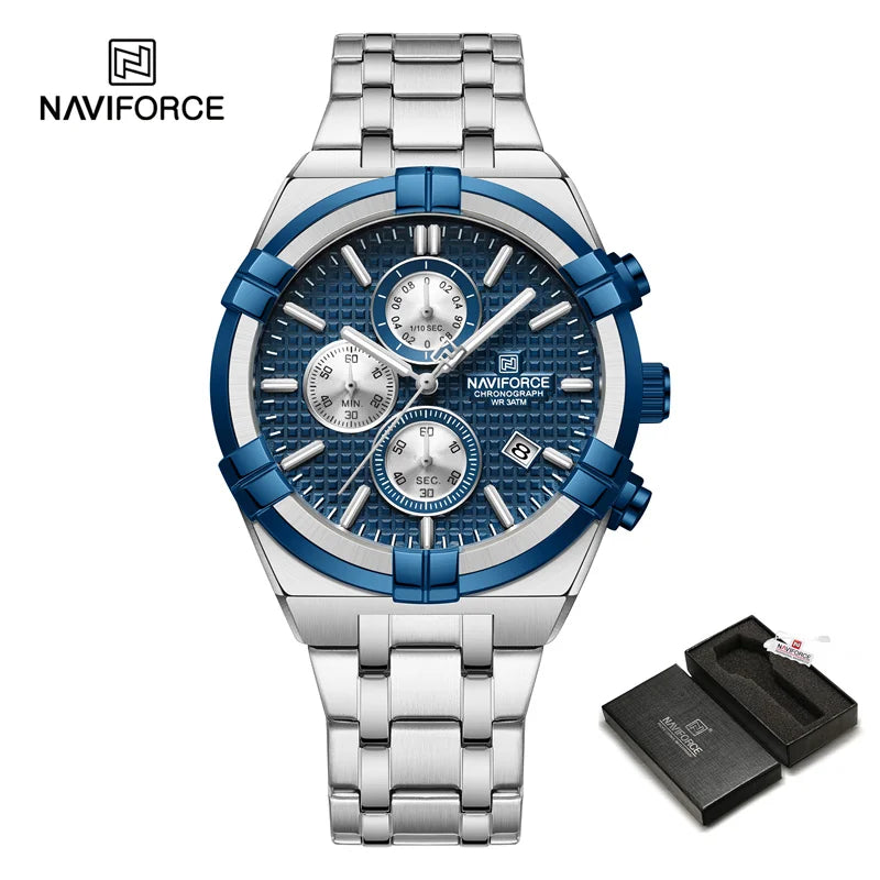 NAVIFORCE Original Men's Watches Waterproof Classics Quartz Wristwatches Stainless Steel Luminous Chronograph Clock 2023 Trend