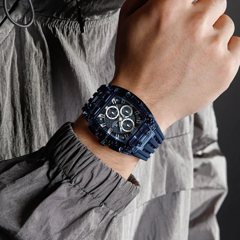 NAVIFORCE Outdoor Quartz Wristwatch for Men Chronograph Auto Date 5ATM Waterproof Silicone Strap Male Casual Fashion Sport Clock