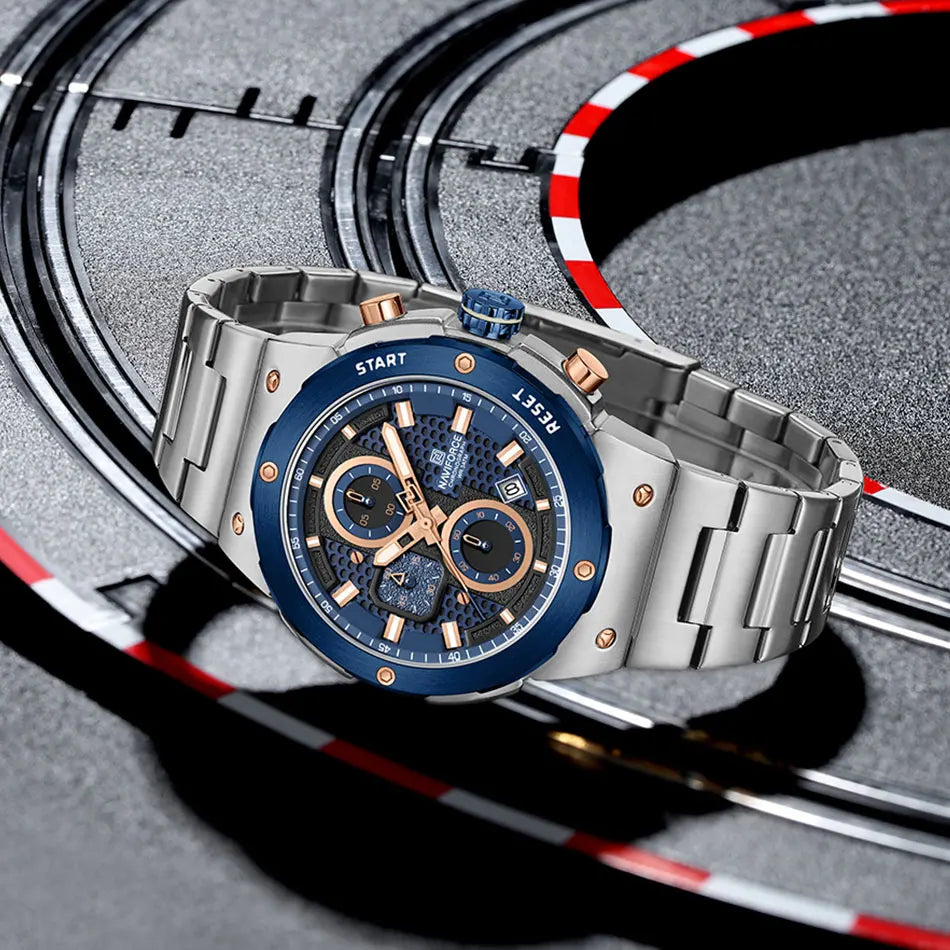 NAVIFORCE Luxury Brand Business Casual Watch Sports Multifunctional Chronograph Watches Mens Quartz Stainless Steel Wristwatches
