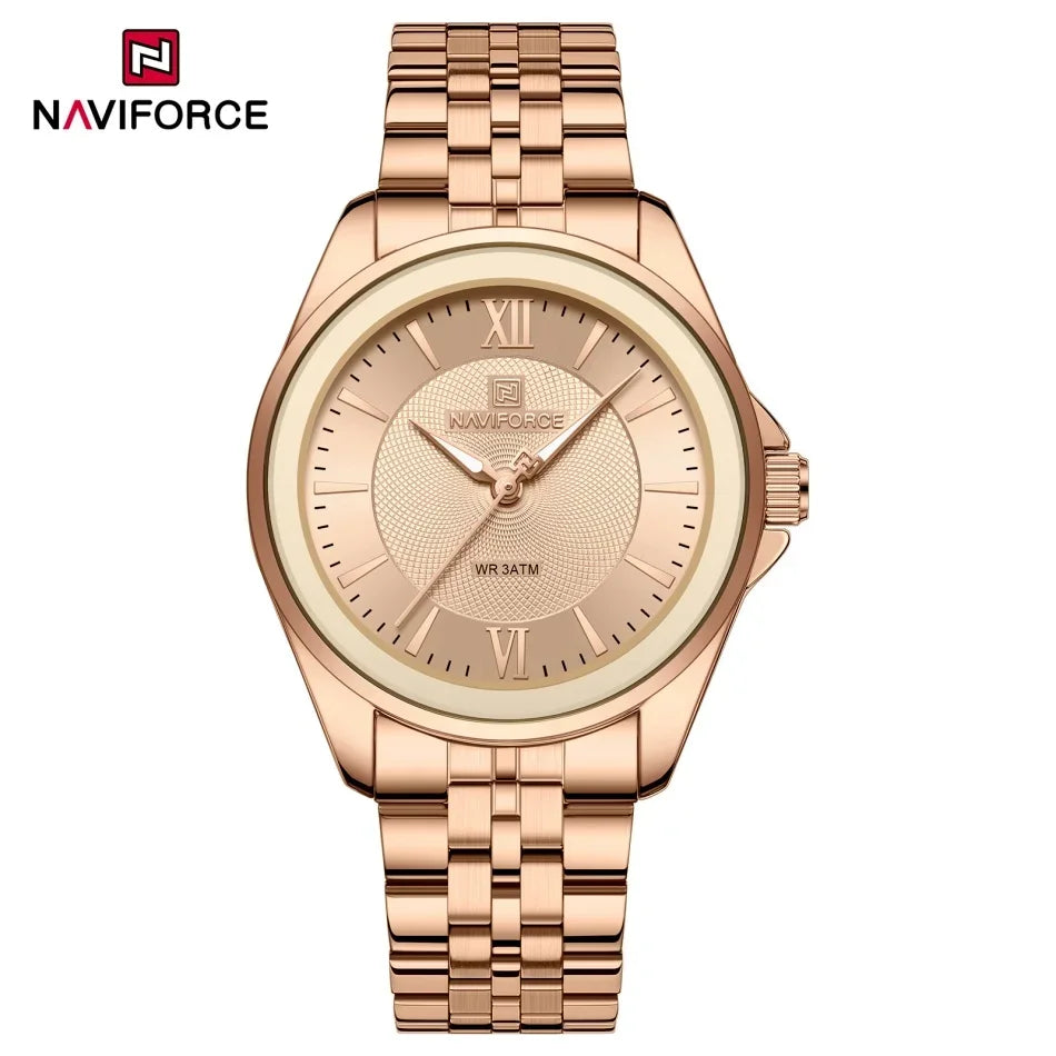 NAVIFORCE Women Watches Ladies Creative Watch Stainless Strap New Fashion Charm Quartz 30m waterproof Wristwatches Female Clock