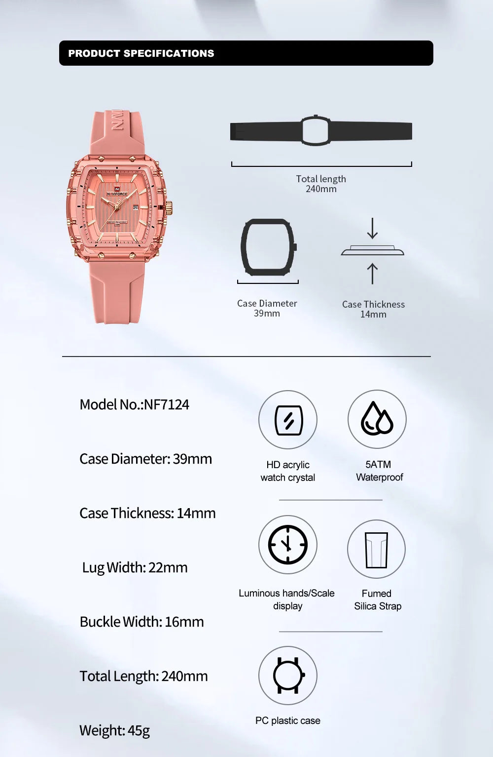 NAVIFORCE Women Watch Luxury Brand Fashion Simple Quartz Calendar Ladies Watch Waterproof Wristwatch Lady Clock Relogio Feminino