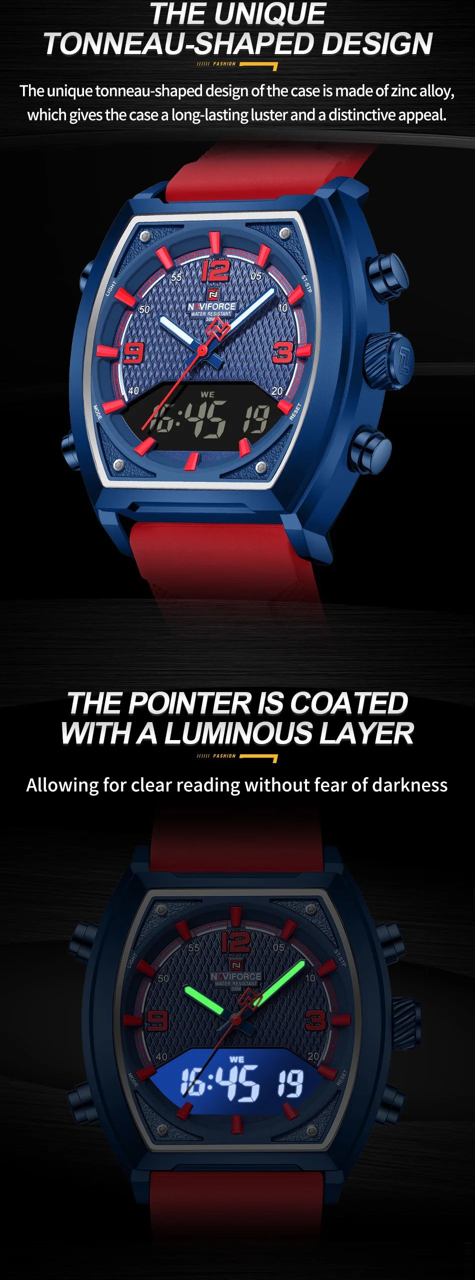 NAVIFORCE Fashionable Man's Quartz Watch Waterproof Dual Display Luminous Military Style Male Sports Wristwatch Gifts Box NF9242