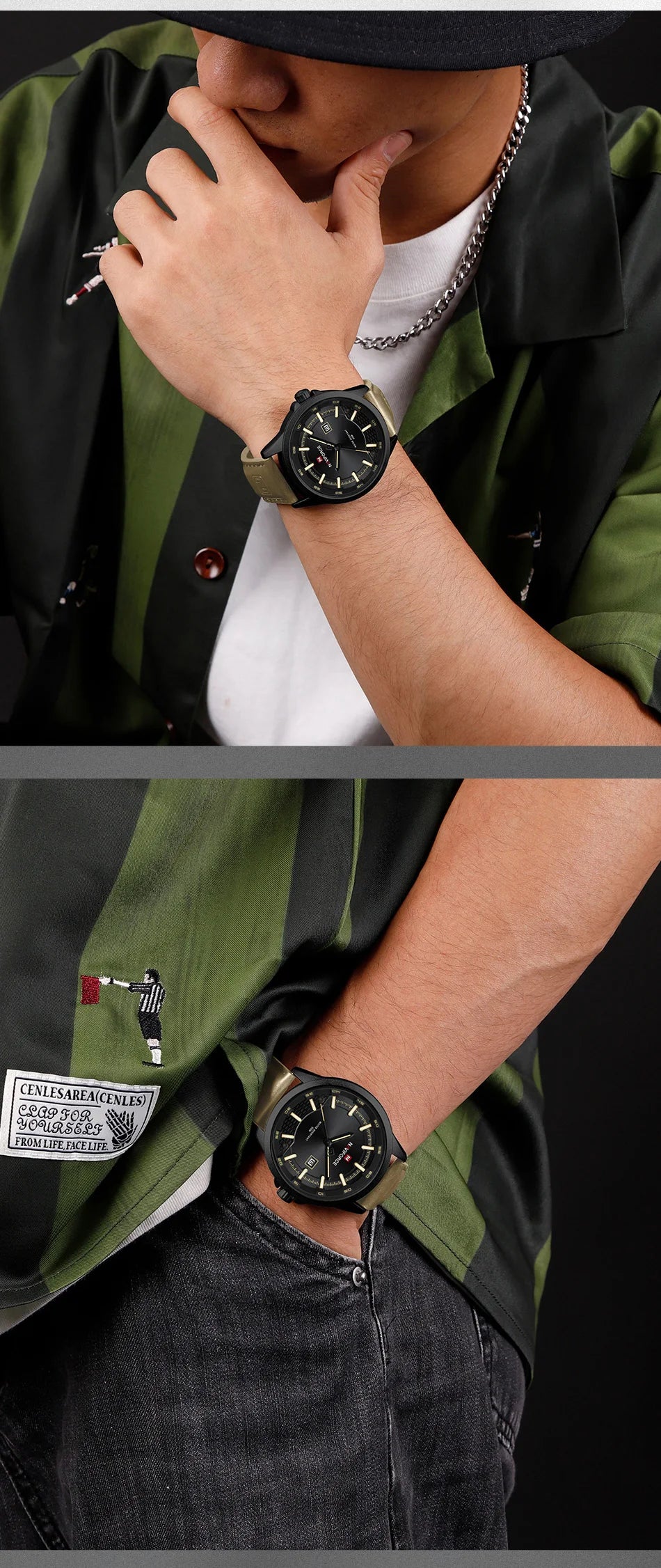 NAVIFORCE Simple Original Leather Man Watches Waterproof Luminous Quartz Dress Watch Men's Business Hand Calendar Clock Gifts