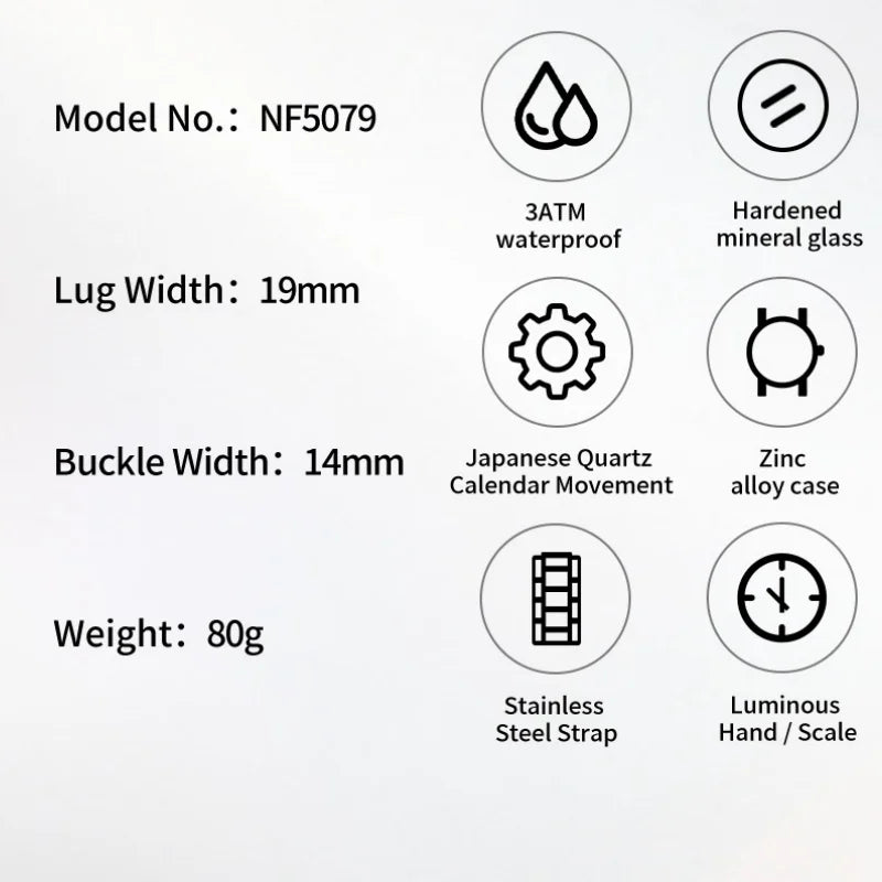 NAVIFORCE Women Watches Quartz Wristwatch Waterproof High Quality Ladies Steel Bracelet Female Romantic Stylish Business Clock