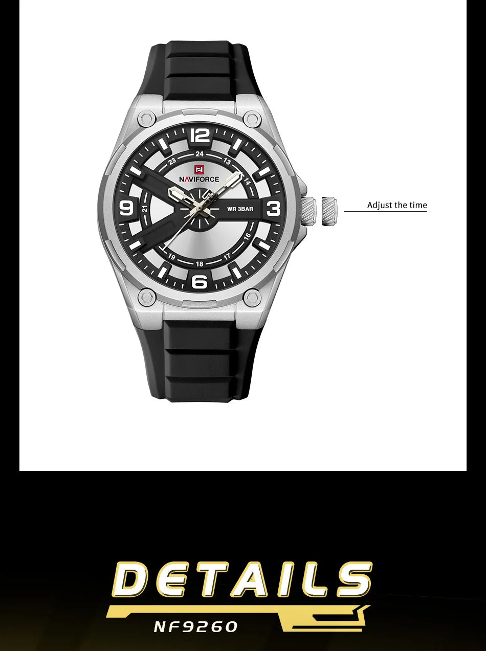 NAVIFOCE Luxury Business Men Watch Sport Men Watch Waterproof Quartz Clock Man Wheel dial WristWatch Relogio Masculino Silicone