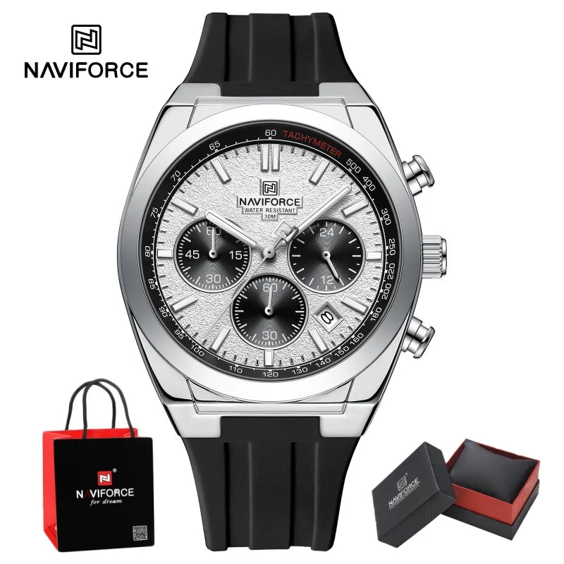 NAVIFORCE Man's Watch Quartz Chronograph 24 Hours Date Display Waterproof Male Fashion Luxury Business Sport Wristwatch Gift Box