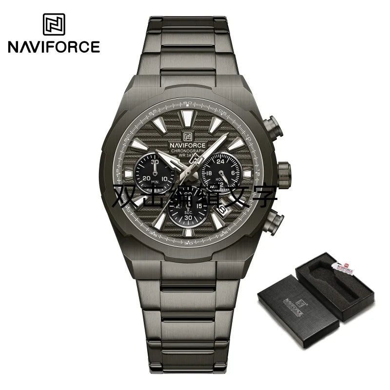 NAVIFORCE Watch For Men Mutifunction Chronograph Quartz Wristwatches Calendar display Military 24 Hours Luminous New Men Clock