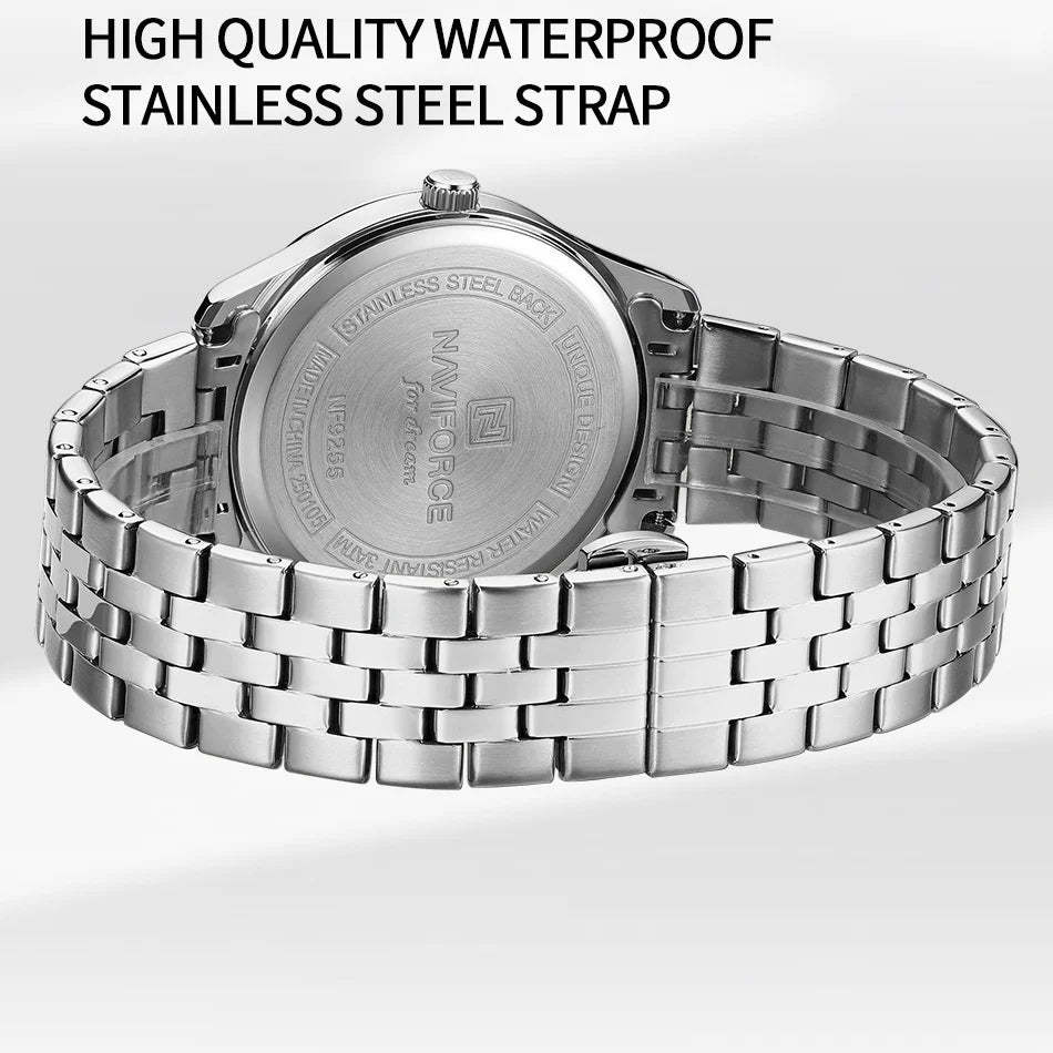 New Style NAVIFORCE Ultra Thin 9mm Minimalist Fashion Quartz Watch for Men Steel Band Auto Date Male Waterproof GIft Wristwatch