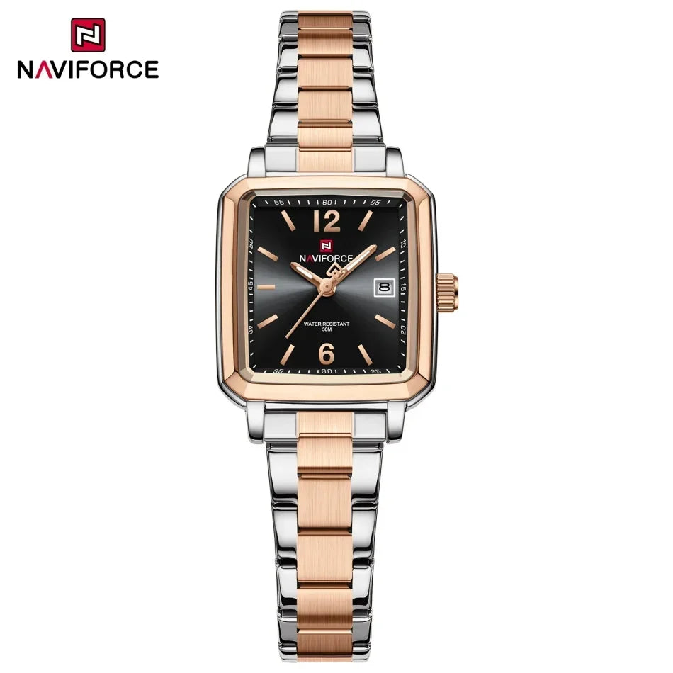 NAVIFORCE Square Design Lover's Watches Original Casual Waterproof Calendar Luxury Sports Quartz Watch for Women Men Date Gift