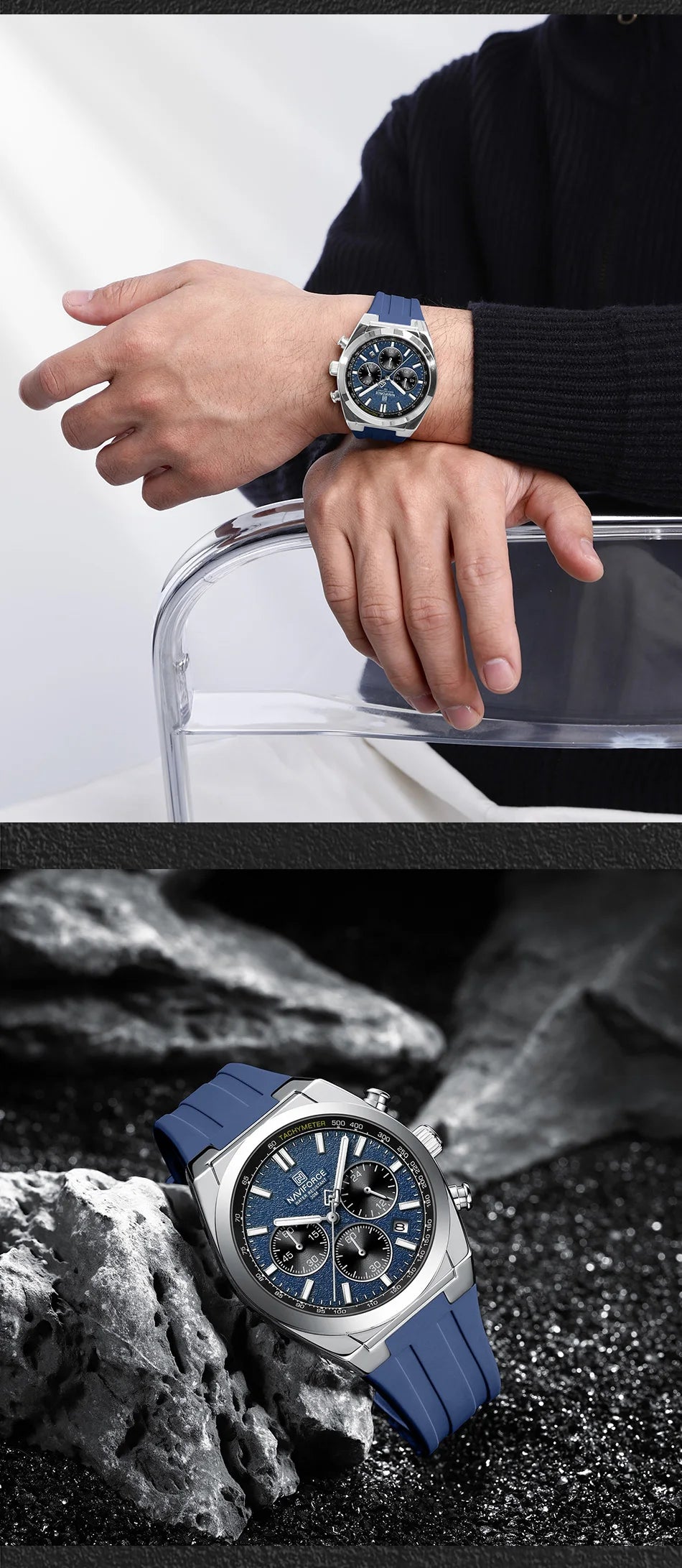 NAVIFORCE Man's Watch Quartz Chronograph 24 Hours Date Display Waterproof Male Fashion Luxury Business Sport Wristwatch Gift Box