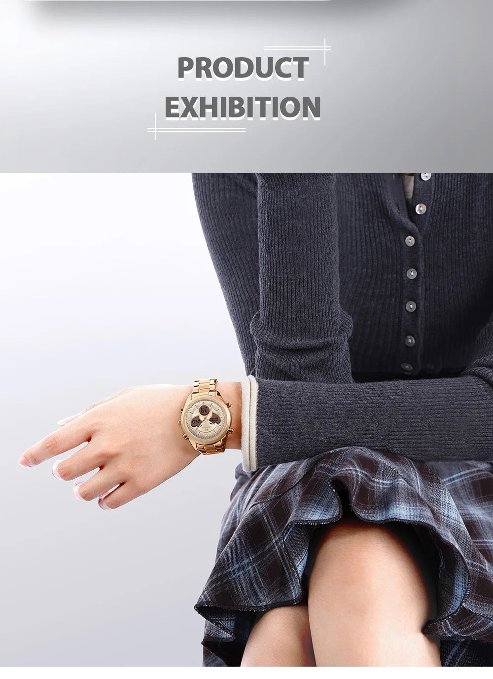 NAVIFORCE Women Watch Unique Design of Heart-Shaped Dial Quartz Analog LCD Digital Watches Fashion Casual Girlfriend Gifts Clock