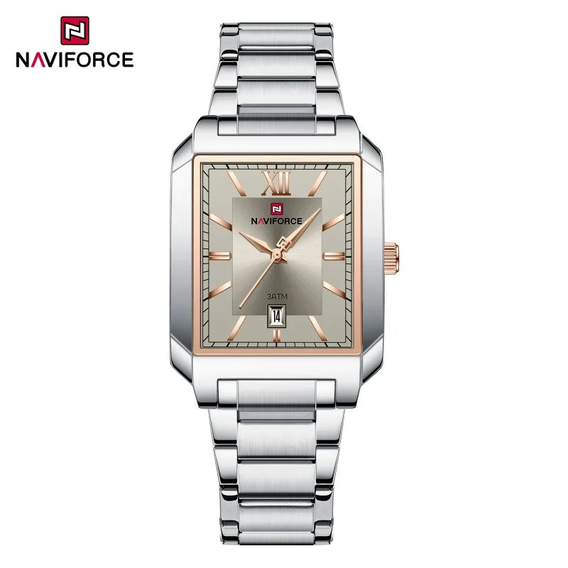 NAVIFORCE Luxury Couple Watch Stainless Steel Lover's Date Watches Quartz WristWatch For Women Men Simple Waterproof Clock Gift