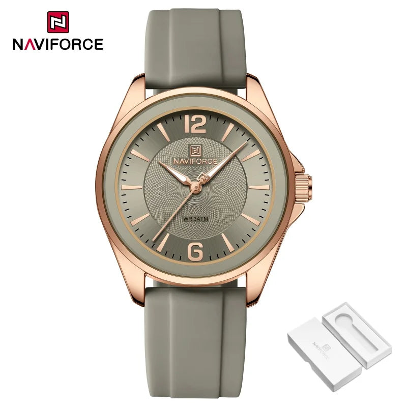 NAVIFORCE Women's Sports Casual Quartz Watch Comfortable Silicone Strap 3ATM Waterproof Wristwatch Relogios Feminino Gift Clock