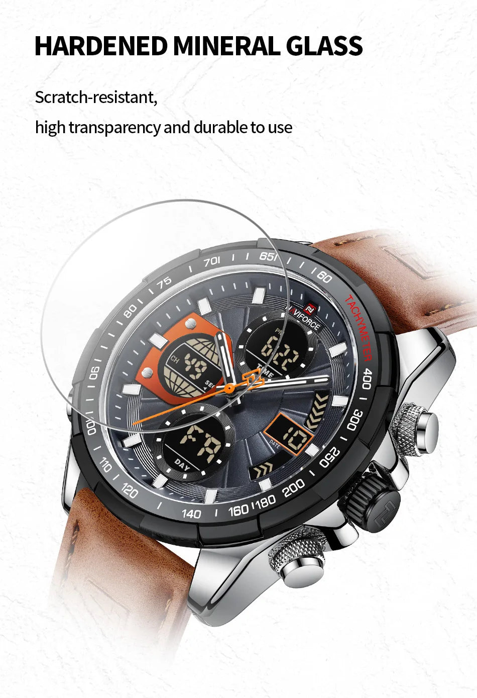NAVIFORCE Military Watches for Men Luxury Sport Chronograph Alarm WristWatch Waterproof Quartz Big Clock Digital Male Watch