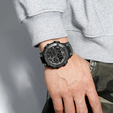 NAVIFORCE Men's Watch LCD Digital 50M Waterproof Multifunction Soft TPU Strap Military Style Teenager Sports Outdoor Wristwatch