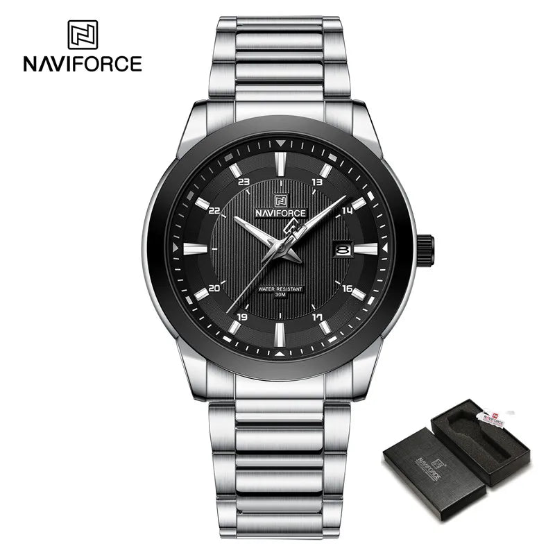 NAVIFORCE Brand New Fashion Casual Men Watch Stainless Steel Water Resistant Calendar Quartz Wristwatches Relogio Masculino 2023